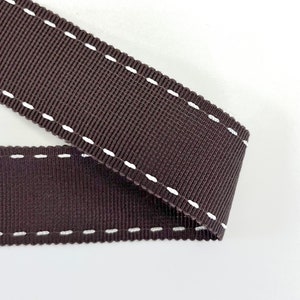 Grosgrain ribbon woven stripes 25 mm dark brown
