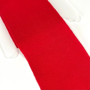 Cinta de grosgrain vintage 75 mm Made in Germany rayón y algodón color rojo