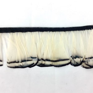 Feather border gold pheasant cream - Made in Italy - Hat maker Scrapbooking Jewelery Making Decorative feather