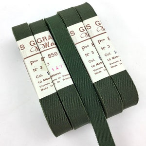 REMNANT Vintage Grosgrain Ribbon 15 mm Color moss green