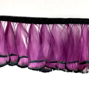 Feather border gold pheasant fuchsia- Made in Italy - hatter scrapbooking jewelry making decorative feather