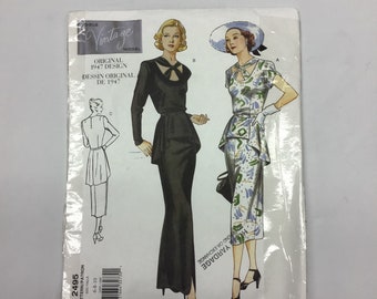 Vogue sewing pattern V2495 sizes 6/8/10 - 2-piece dress - sewing instructions from 1947