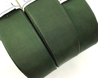 Vintage grosgrain ribbon made of viscose, 38 mm wide, color fir green