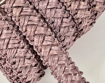 REMNANT - Vintage straw border color lilac 20 mm