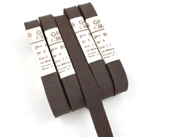 Vintage grosgrain ribbon 15 mm wide rayon & cotton color nougat brown