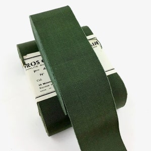 Vintage grosgrain lint 38 mm breed rayon & katoen kleur mosgroen