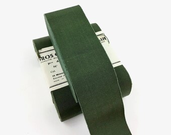 Vintage Grosgrain Ribbon 38 mm Width Rayon & Cotton Color Moss Green
