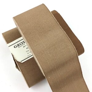 Vintage grosgrain lint 66 mm breed rayon & katoen kleur lichtbruin