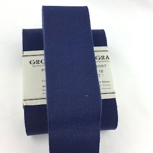 Vintage grosgrain lint 48 mm breed rayon & katoen kleur marineblauw