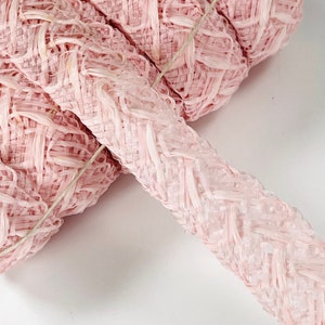 Vintage straw border light pink 30 mm