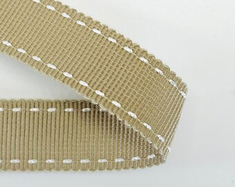 Grosgrain ribbon woven stripes 15 mm sand