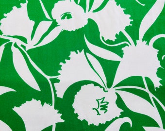 Vintage fabric green with floral pattern