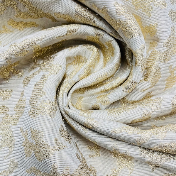 Tissu haute couture des années 60 blanc et or