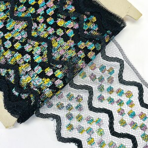 Vintage lace border color black-multicolor 9 cm wide