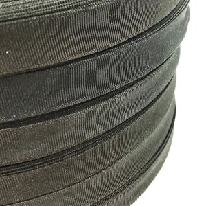 Vintage grosgrain lint van viscose, 14 mm breed, kleur antraciet