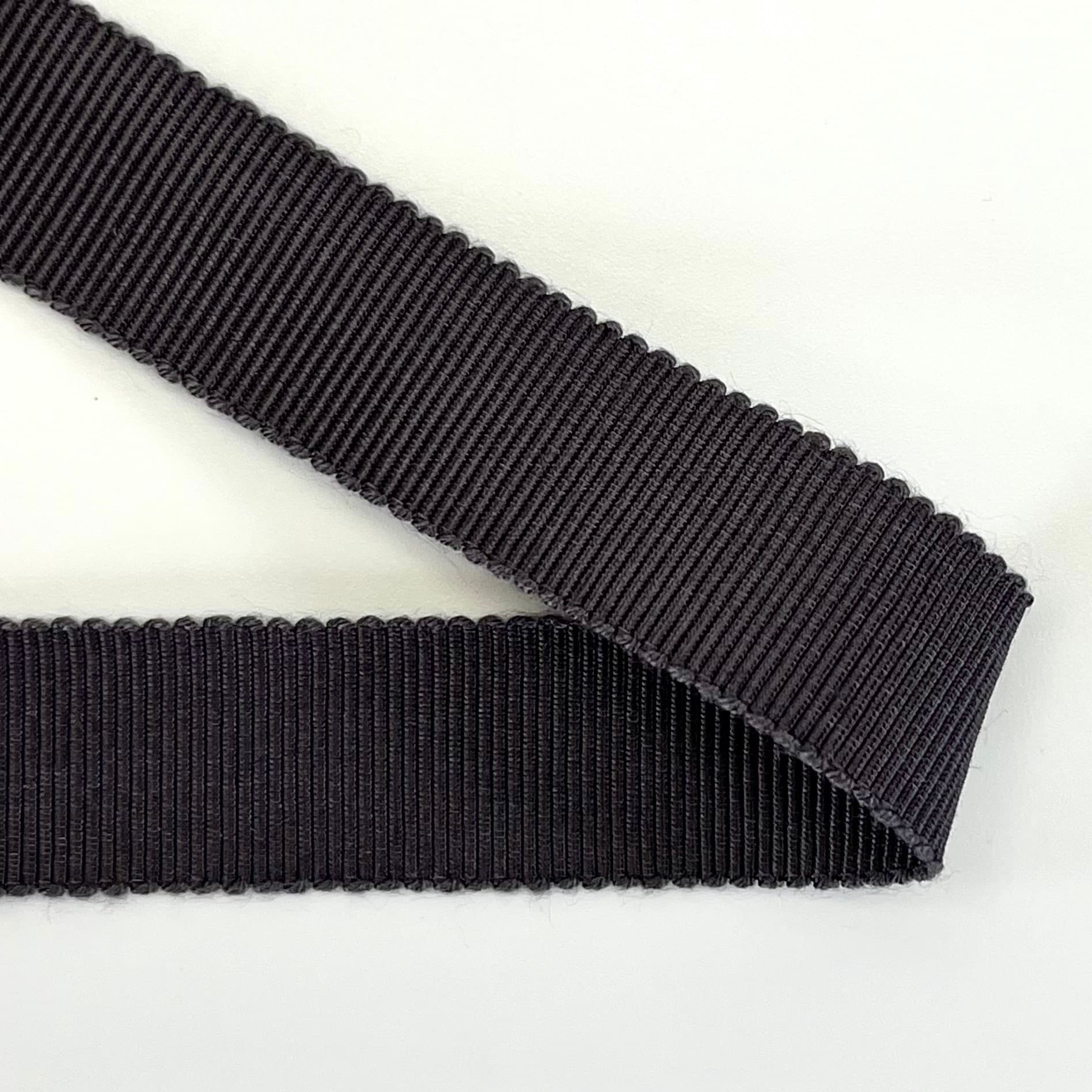 Vintage Contrasting Stitch Black Crossgrain Ribbon Pearl 77\