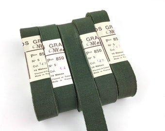 Vintage grosgrain ribbon 25 mm wide rayon & cotton color moss green