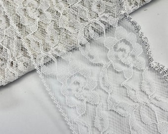 Vintage lace trim color white-silver 7.5 cm width