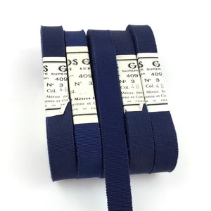 Vintage grosgrain ribbon 15 mm width rayon & cotton color navy blue