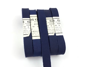 Vintage grosgrain ribbon 15 mm width rayon & cotton color navy blue