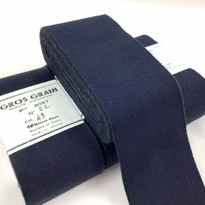 Vintage Grosgrain lint 66 mm Gemaakt in Frankrijk Rayon & Katoen Kleur Donkerblauw
