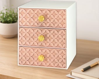 Modular 3 Drawer Organizer – 3D Printed Desk Organizer, Custom Colors, Modern Storage Unit for Vanity, Craft, Office (Small/Medium)