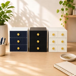 3/6 Drawer Modern Slat Desk Organizer, Desktop Storage for Office ...