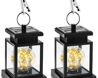 Refurbished Iridescent Globe Solar Lanterns: Warm White LED Fairy Lights, 2-Pack