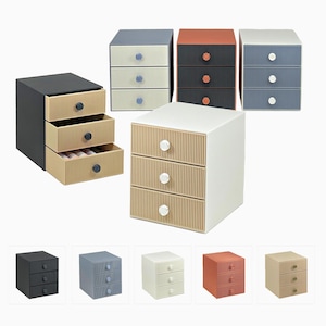 DISCOUNT Slat Style 3 Drawer Organizer: Compact Home Office Storage, PLA Material