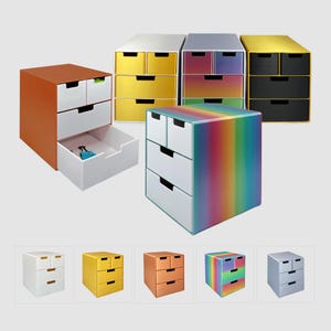 4 Drawer Durable Storage Desktop Organizer, Compact size, Space-saving & Clutter-free Home Office Desk Supplies, Multiple Colors