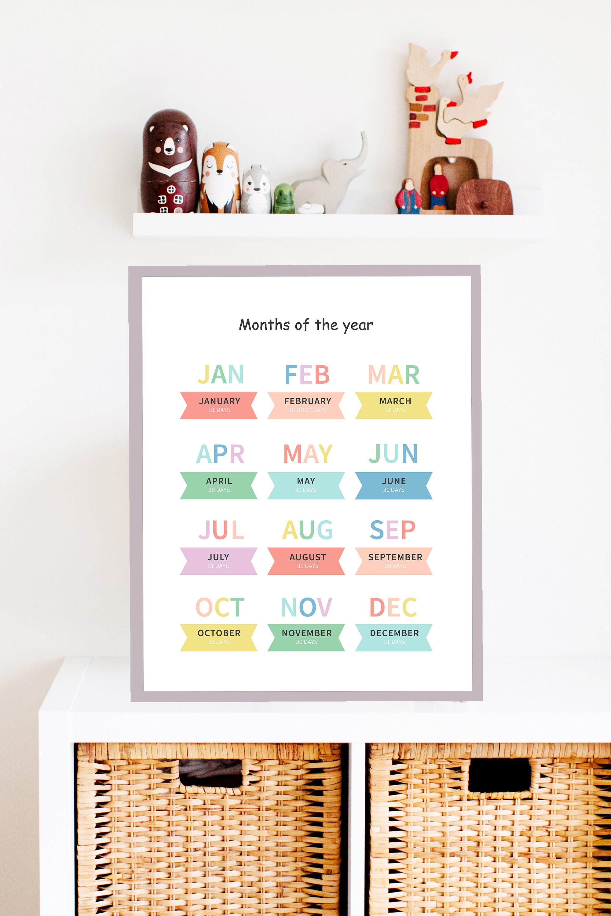 Months of the Year, Montessori Education Poster, Printable Wall Art ...
