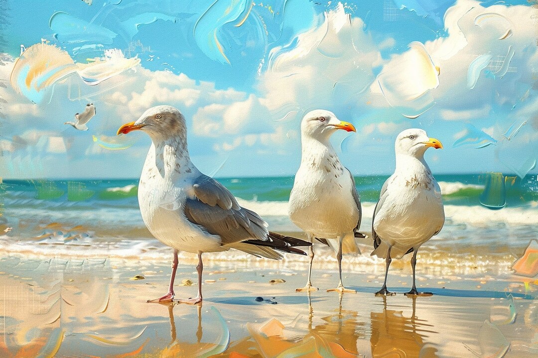 Seagulls Beach Seaside Canvas Picture Print Framed Wall Art - Etsy UK