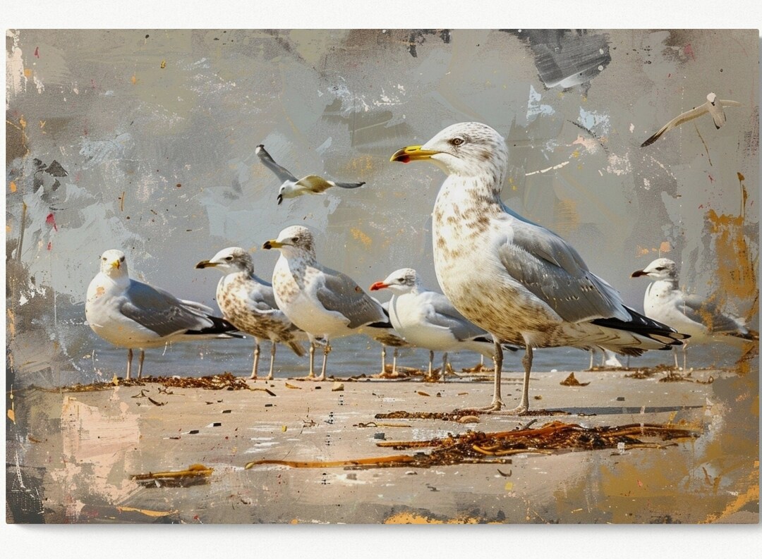 Seagulls Beach Seaside Canvas Picture Print Framed Wall Art - Etsy UK