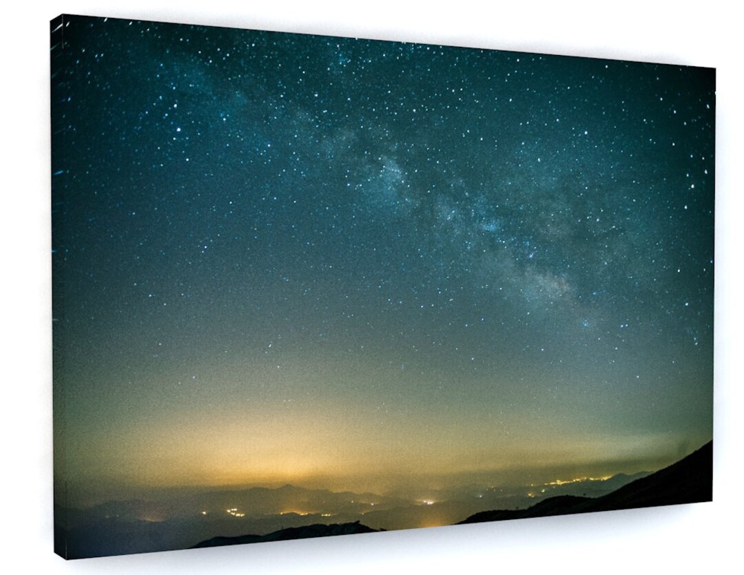 Milky Way Night Sky Stars Galaxy Framed Canvas Picture Print Wall Art # ...