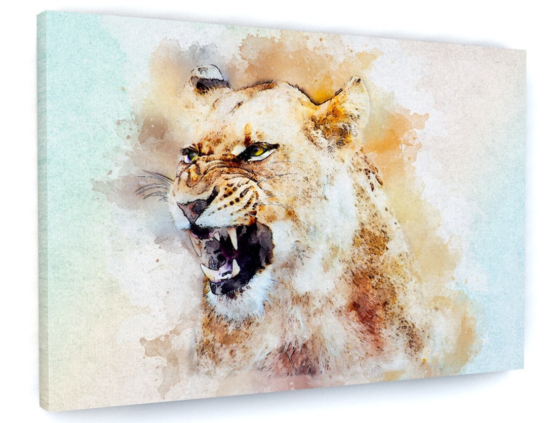 Lion Animal Framed Canvas Picture Print Wall Art D301 Etsy