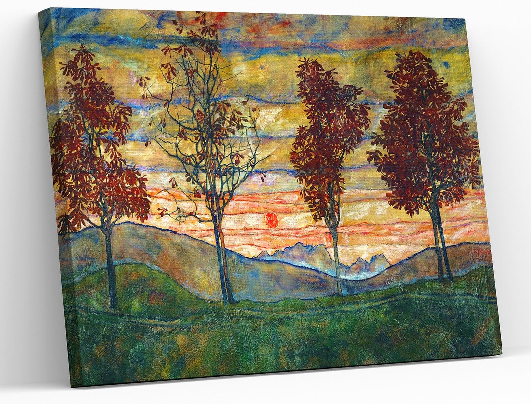 Egon Schiele Four Trees Print,paintings by Egon Schiele,vier Bäume
