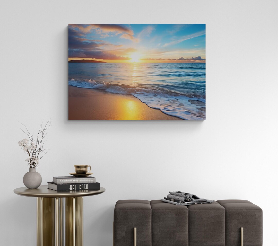 Sunset Beach Seascape Canvas Print: Framed Coastal Wall Art - Etsy