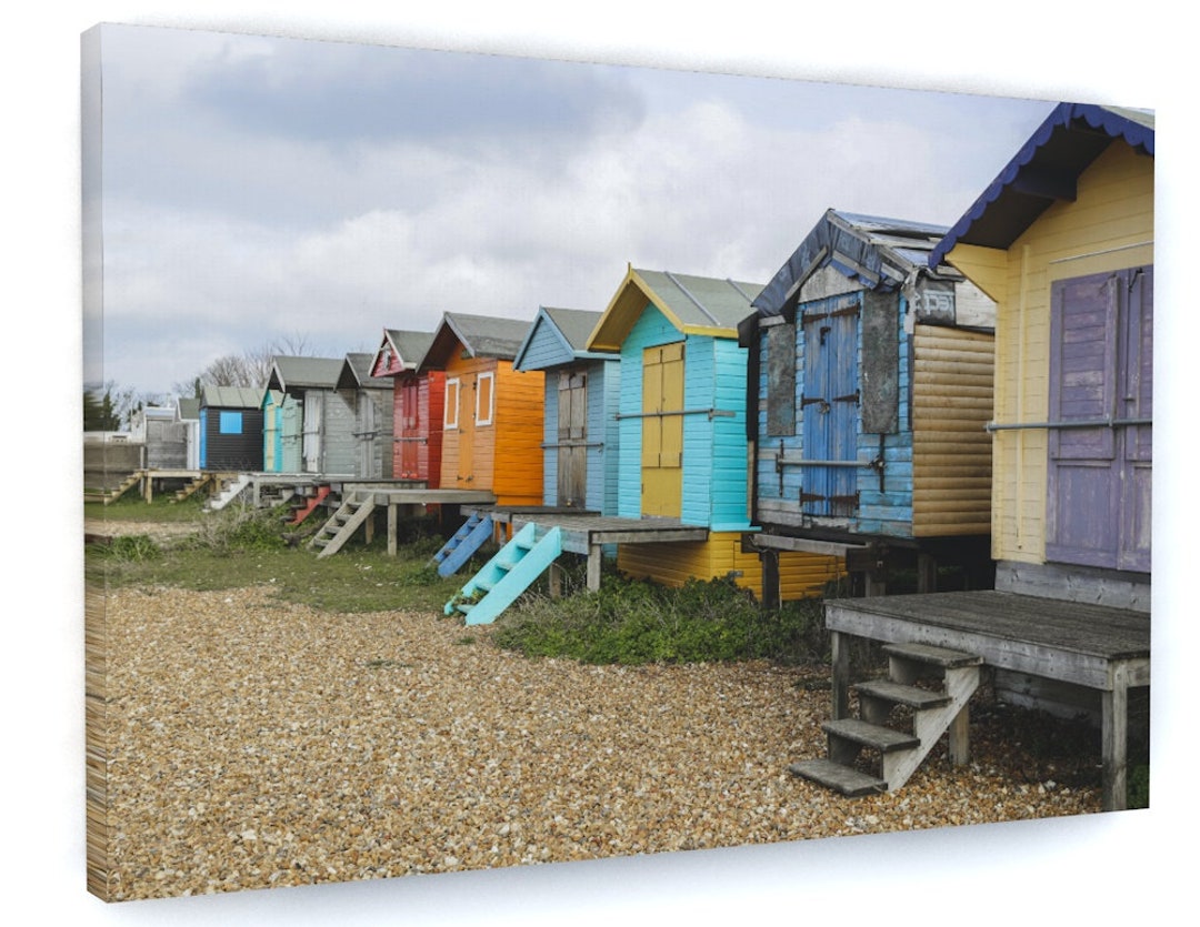 Beach Huts Seascape Seaside Framed Canvas Picture Print Wall Etsy