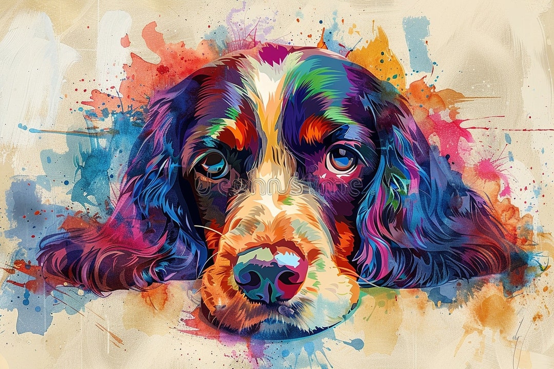 Cocker Spaniel Dog Canvas Picture Print Framed Wall Art Colour Splash ...