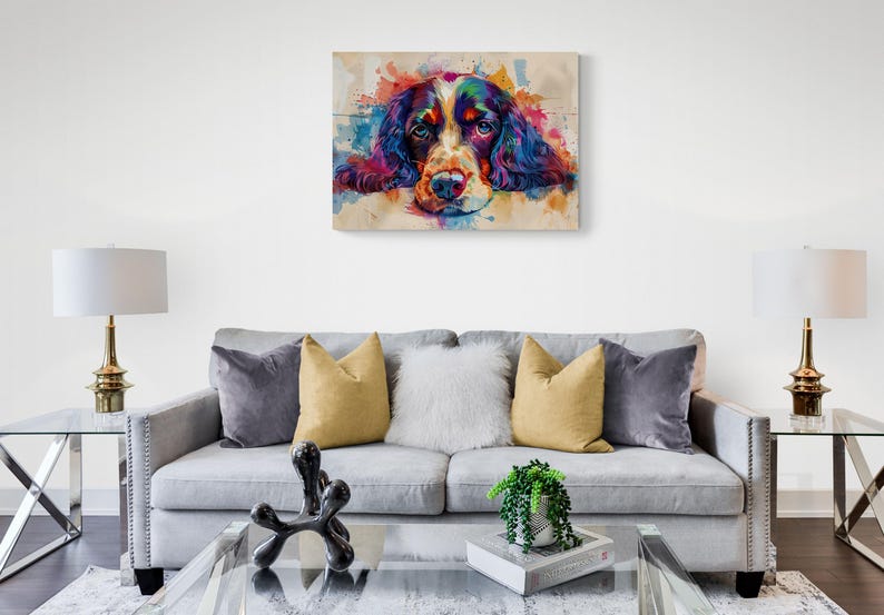 Cocker Spaniel Dog Canvas Picture Print Framed Wall Art - Colour Splash ...