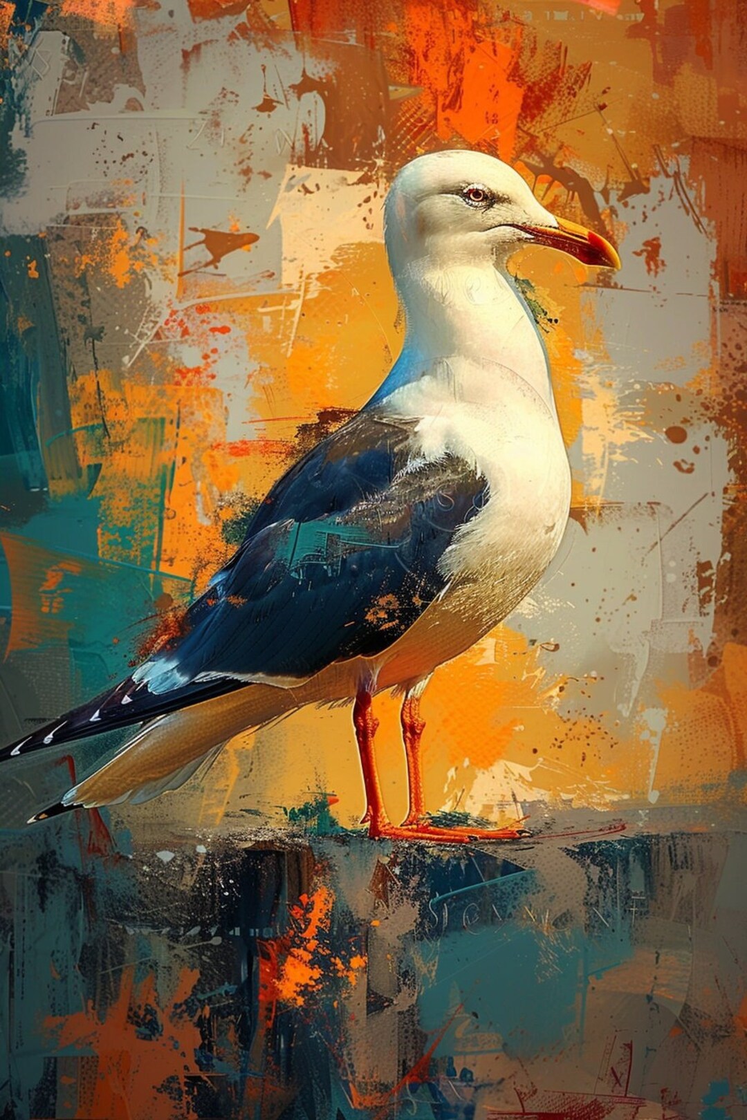 Seagull Bird Canvas Picture Print Framed Wall Art - Colour Splash - Etsy UK