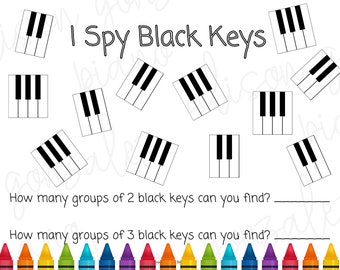Piano Theory Coloring Page- iSpy Black Keys| Primer | Music Coloring Page | Fun Music Theory Activity for Beginners DIGITAL DOWNLOAD