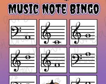 Halloween Music Notes Bingo: recensie al- en bassleutel (digitale download)
