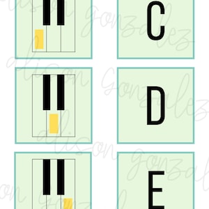 PIANO KEYBOARD flashcards set/ Matching game- DIGITAAL print het zelf leermiddel muzieklessen leer waar de toetsen zich op de piano bevinden