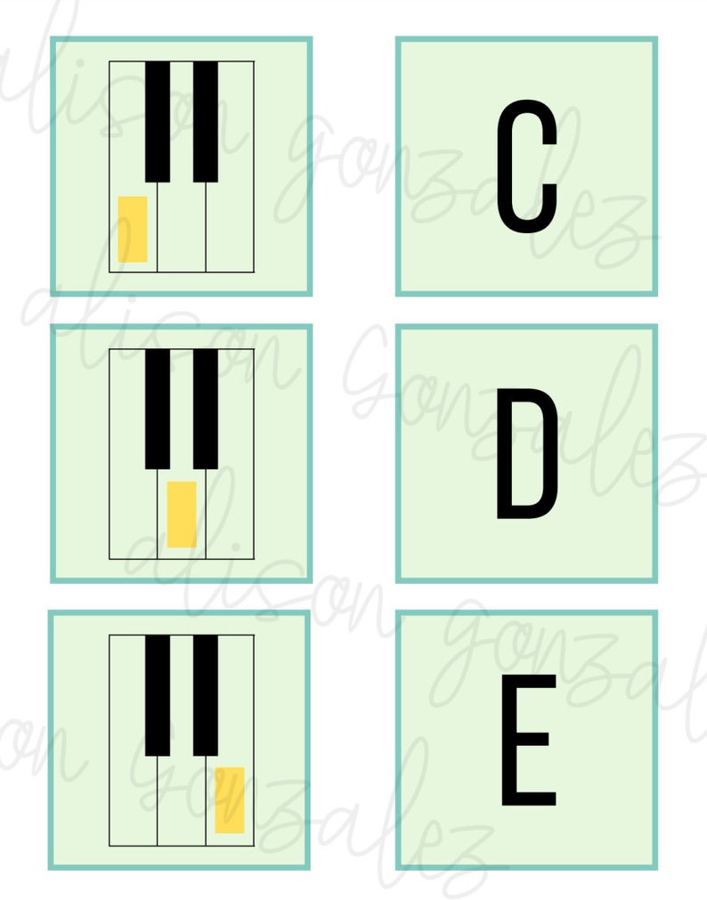 PIANO KEYBOARD Flashcards Set/ Matching Game- DIGITAL Print It Yourself ...