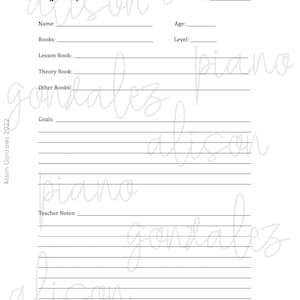 PROGRESS Report template- fill in the sheet. MUSIC lesson Perfect for Piano teachers monthly semesterly report for parents. DIGITAL Download