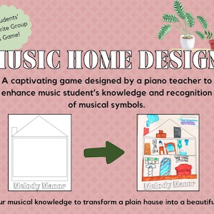 Music Home Design - A Creative and Captivating Group Piano MUSIC GAME. DIGITAL download.  Piano teacher resource. Game for piano lessons