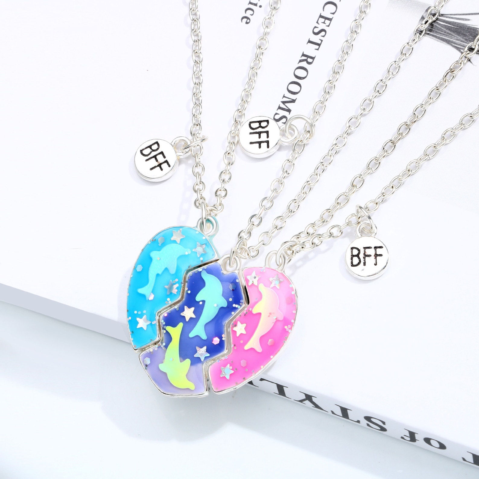 Best friends three sisters heart pendant necklace 3 pack claires us