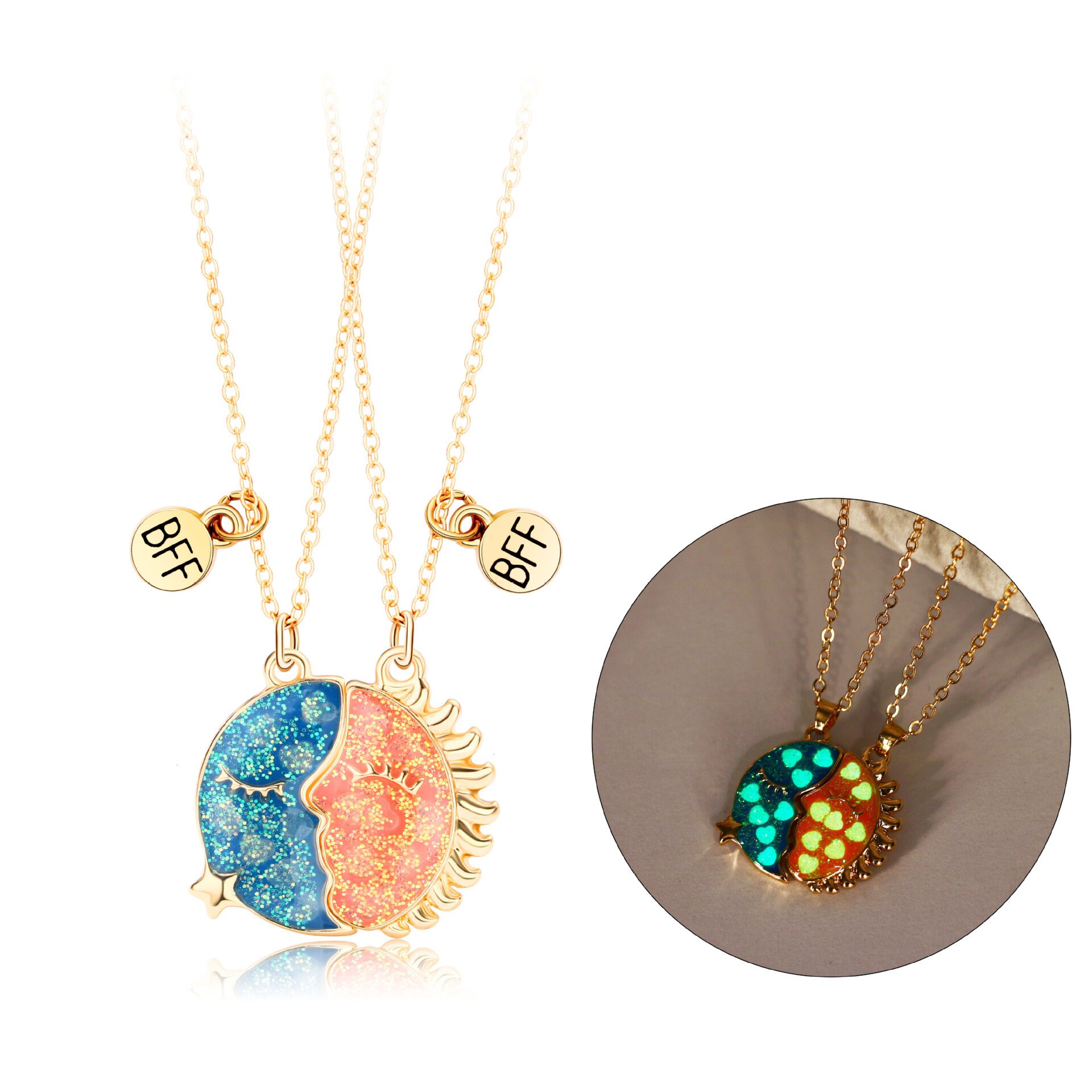 luminous Magnet Necklace-sun Moon Star 