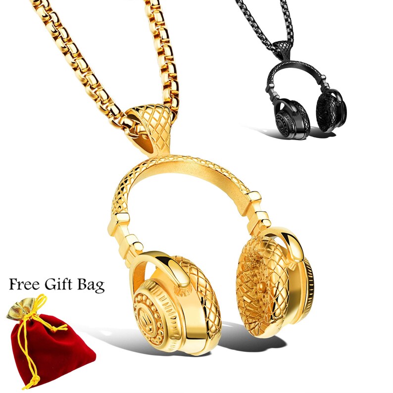 DJ Headphone Pendant Necklacemusic Pendantdj Jewelryhip Hop Etsy